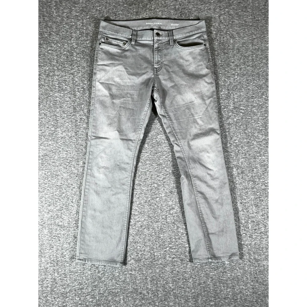 Banana Republic Traveler Slim Fit Grey Pants Mens 33x39 Stretch Chino‎ 5-Pocket